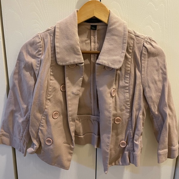 Express Design Studio Women's Double-Breasted Crop High Low Jacket - Light Pink - Picture 2 of 13